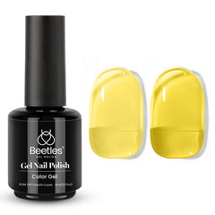 Beetles Esmalte Gel amarillo transparente para uñas, brillo suave.