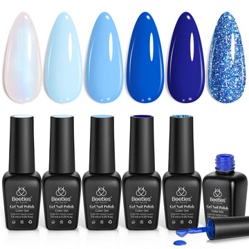 Beetles Esmalte Gel Azul Bebé con brillos para uñas elegantes