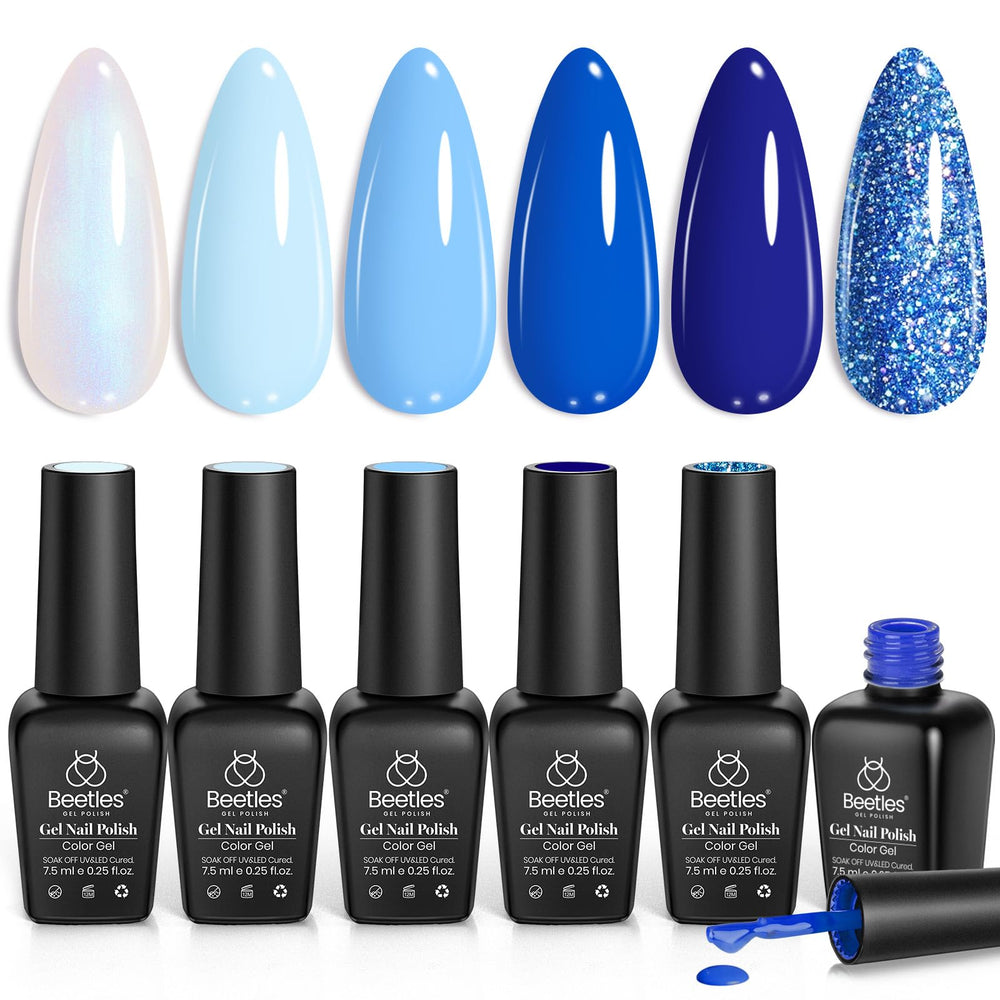 Beetles Esmalte Gel Azul Bebé con brillos para uñas elegantes