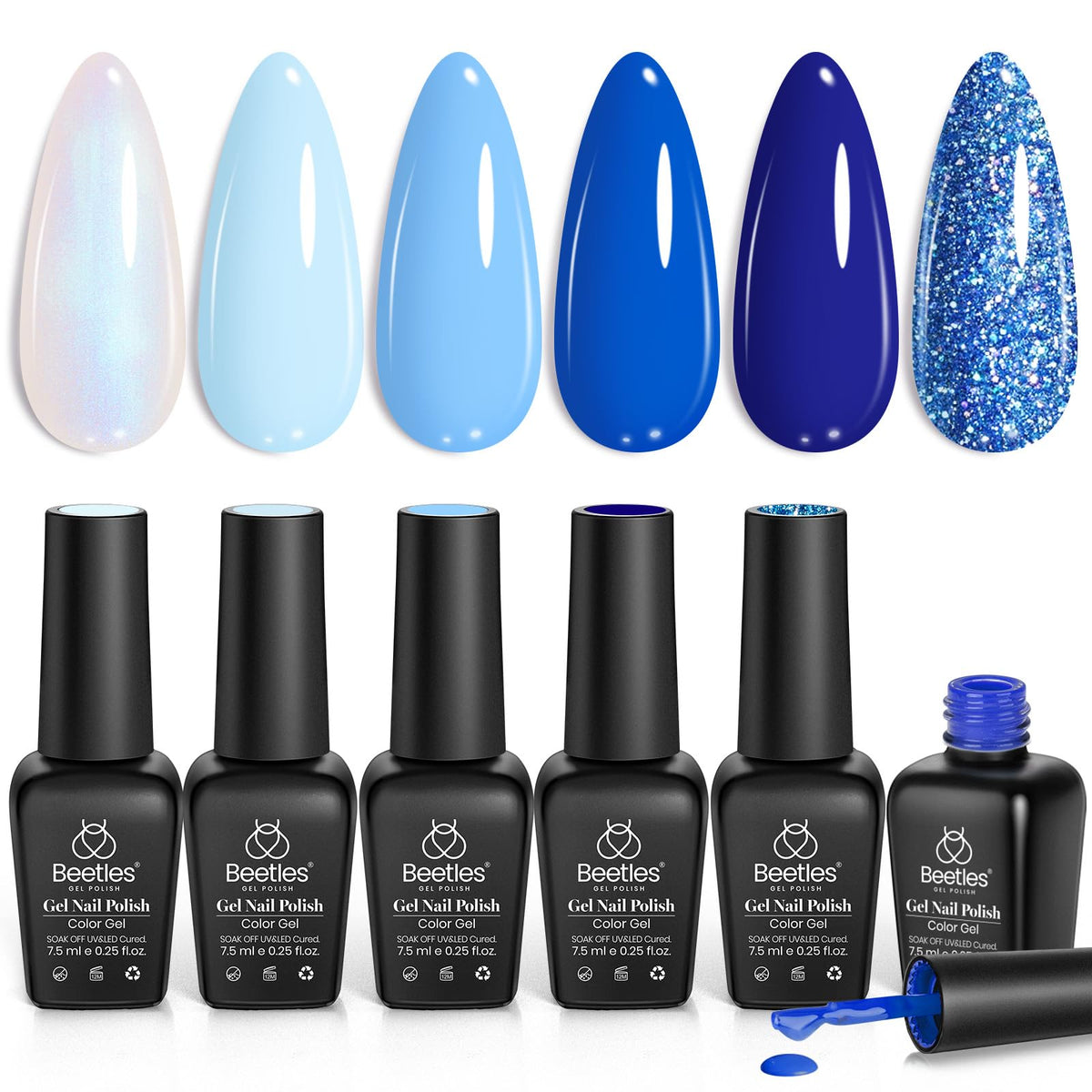 Beetles Esmalte Gel Azul Bebé con brillos para uñas elegantes