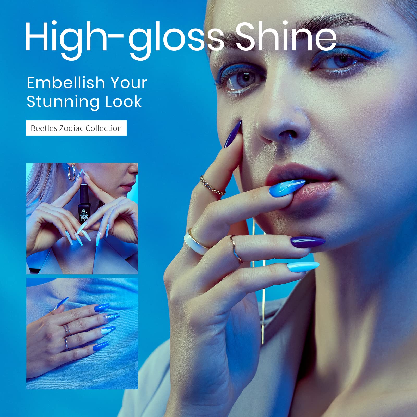 Beetles Esmalte Gel Azul Bebé detalle de brillo luminoso