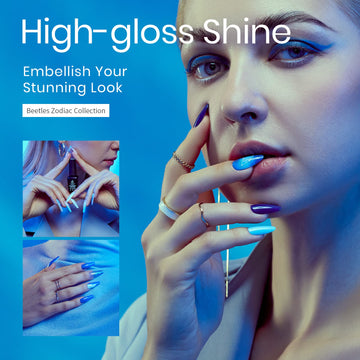 Beetles Esmalte Gel Azul Bebé detalle de brillo luminoso