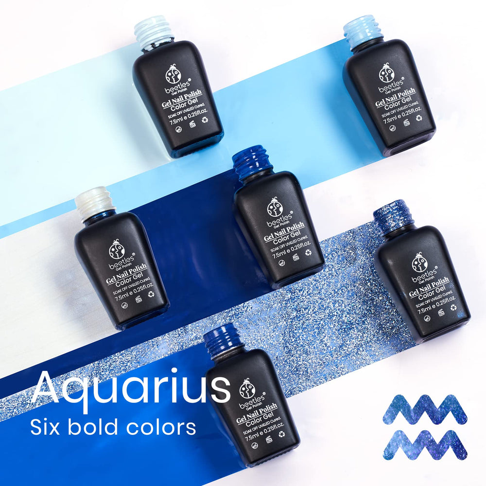 Beetles Esmalte Gel Azul Bebé conjunto de seis tonos en una imagen