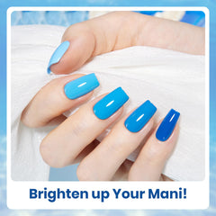 Beetles Esmalte Gel Azul, colores f981 a f986, acabado luminoso