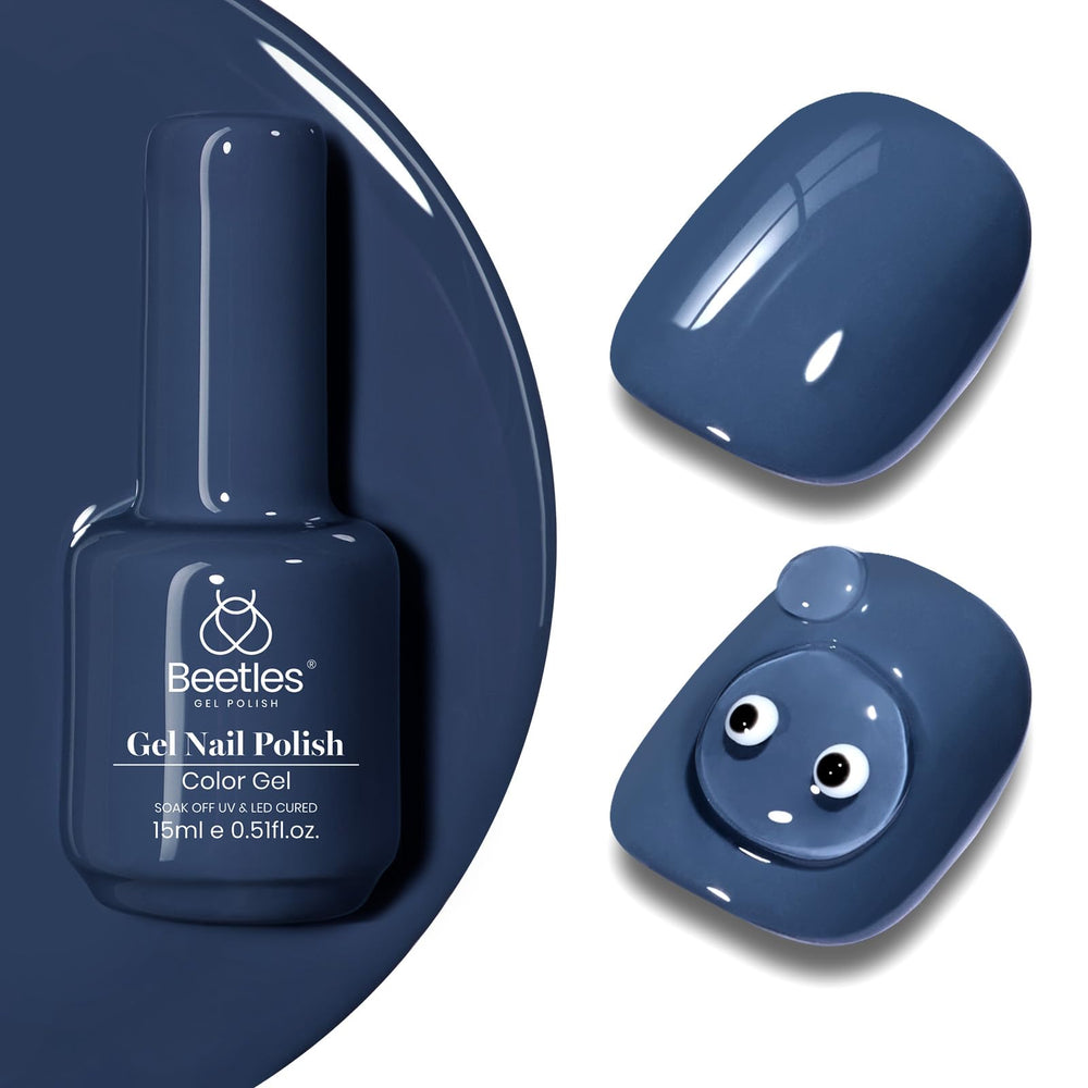 Beetles Gel Esmalte azul grisáceo, botella para uñas, tono elegante
