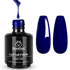 Beetles esmalte gel azul marino en botella, color intenso para uñas.