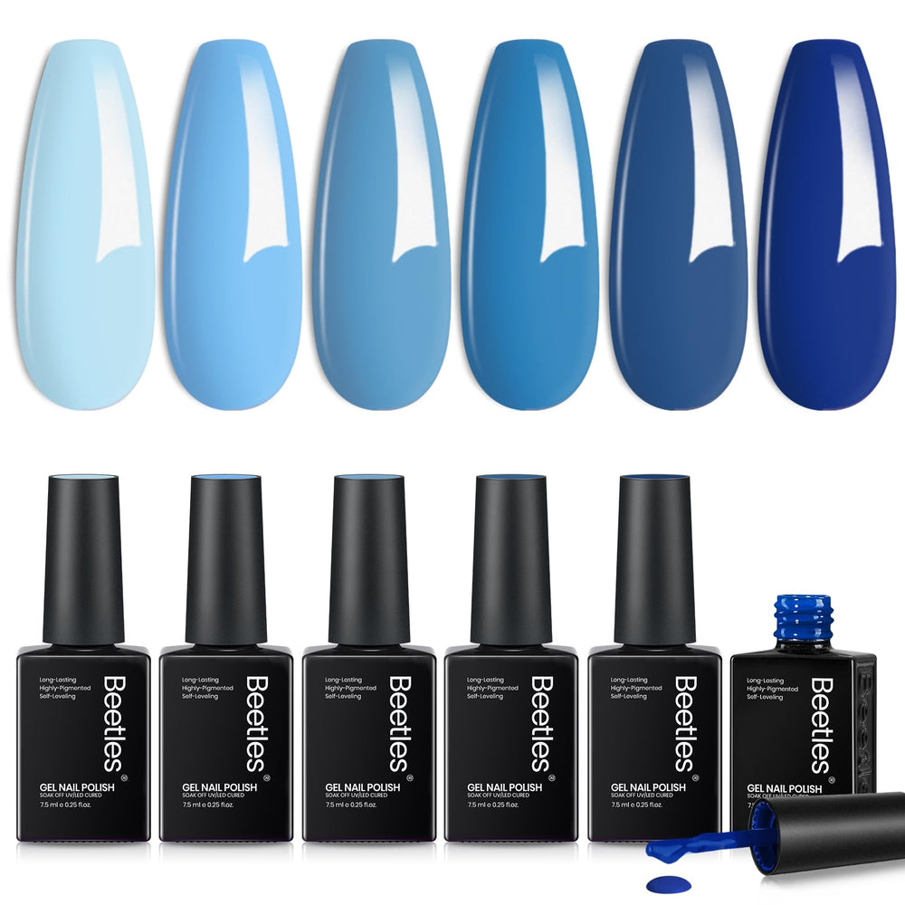 Beetles Esmalte Gel Azul, uso casero seguro con lámpara opcional