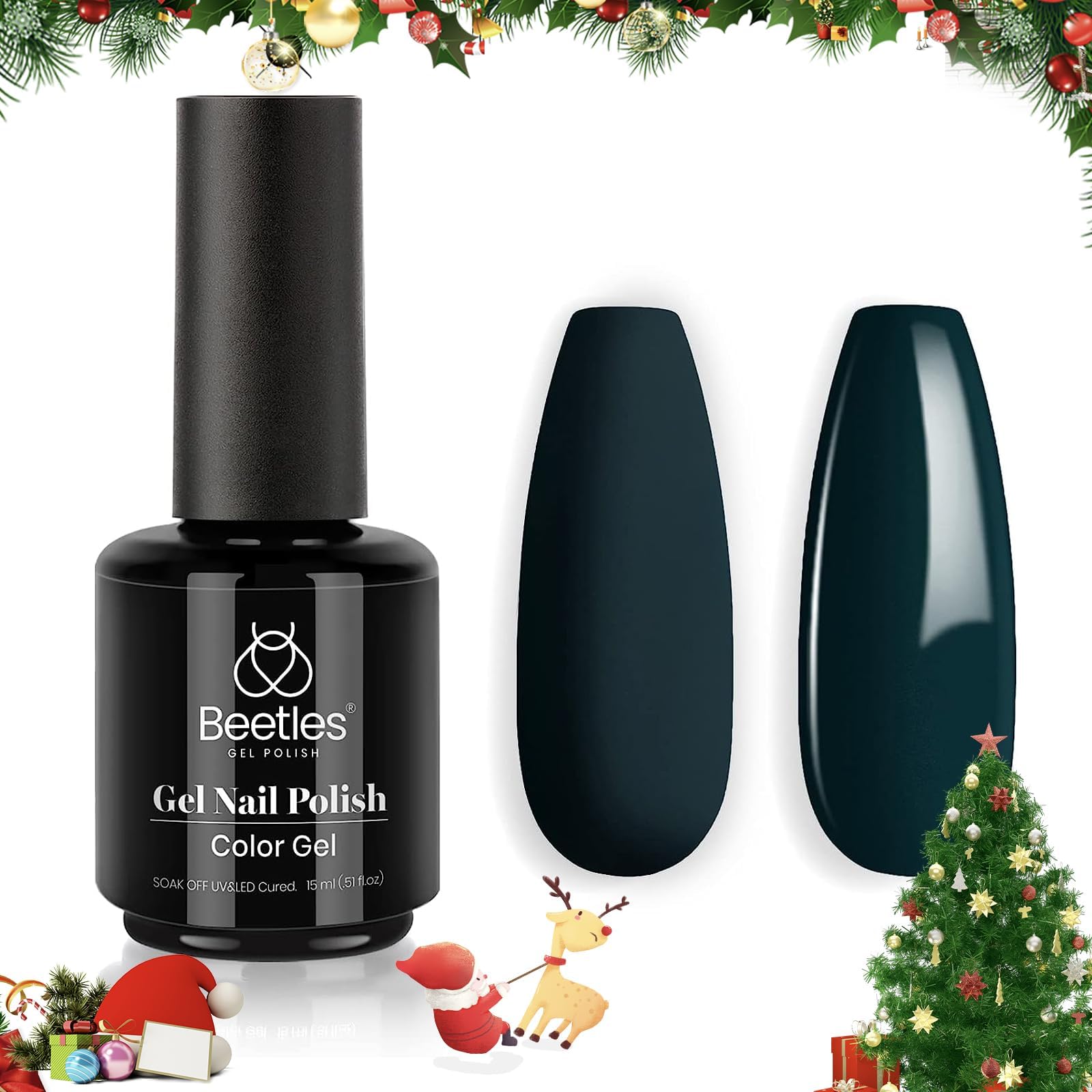 Beetles Esmalte Gel Azul Verdoso, presentación lista para regalo