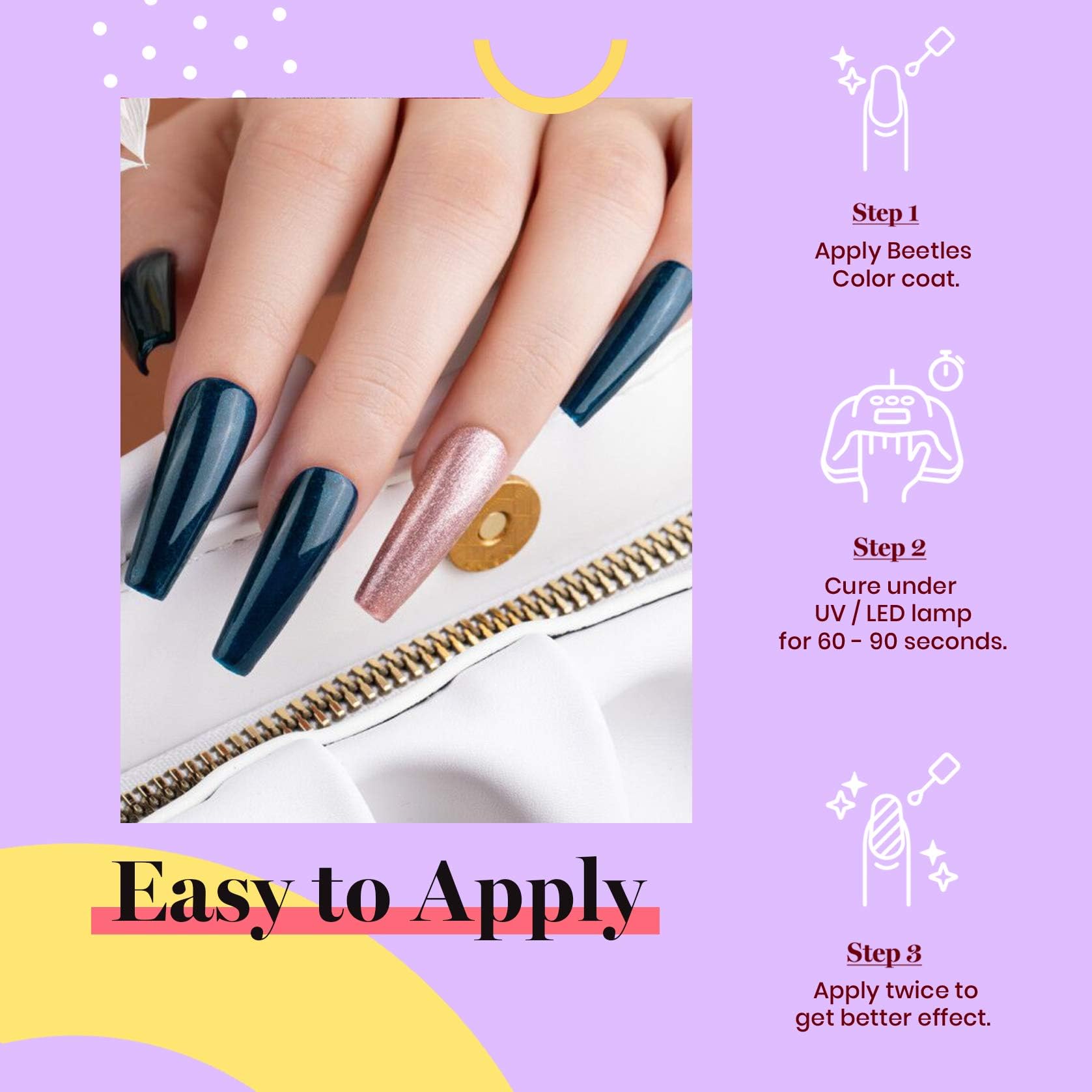 Beetles Esmalte Gel Azul Verdoso, manos con manicura de color intenso