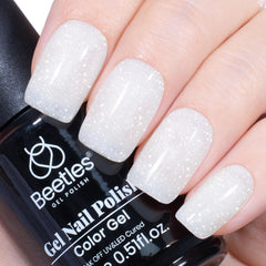Beetles Esmalte Gel Blanco en botella con brillo para uñas