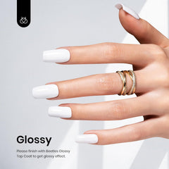 Beetles gel blanco 15 ml con brillo duradero para uñas