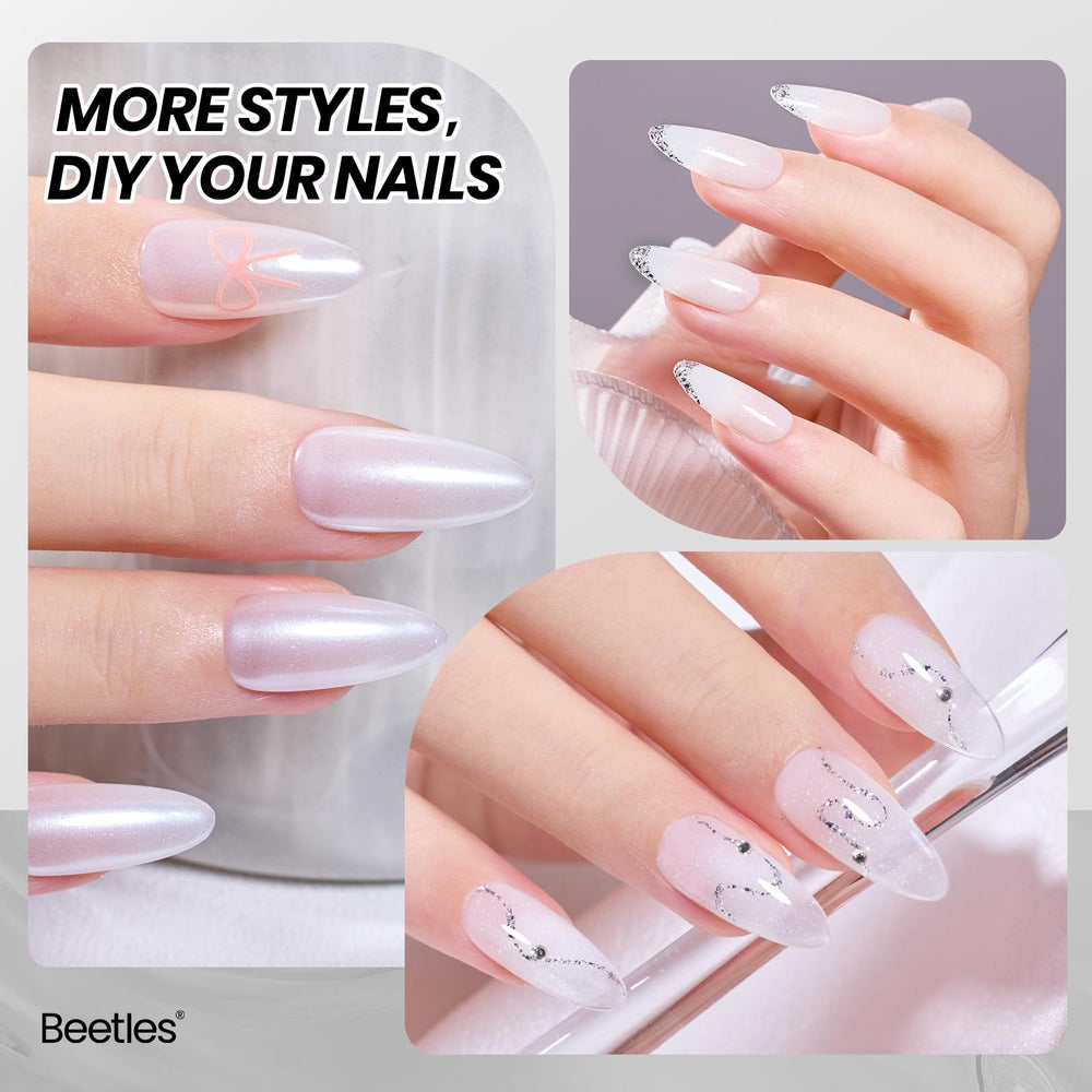 Uñas brillantes con Beetles Gel Blanco