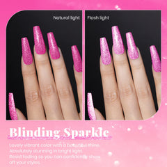 Beetles esmalte gel rosa vivo con acabado brillante y duradero.