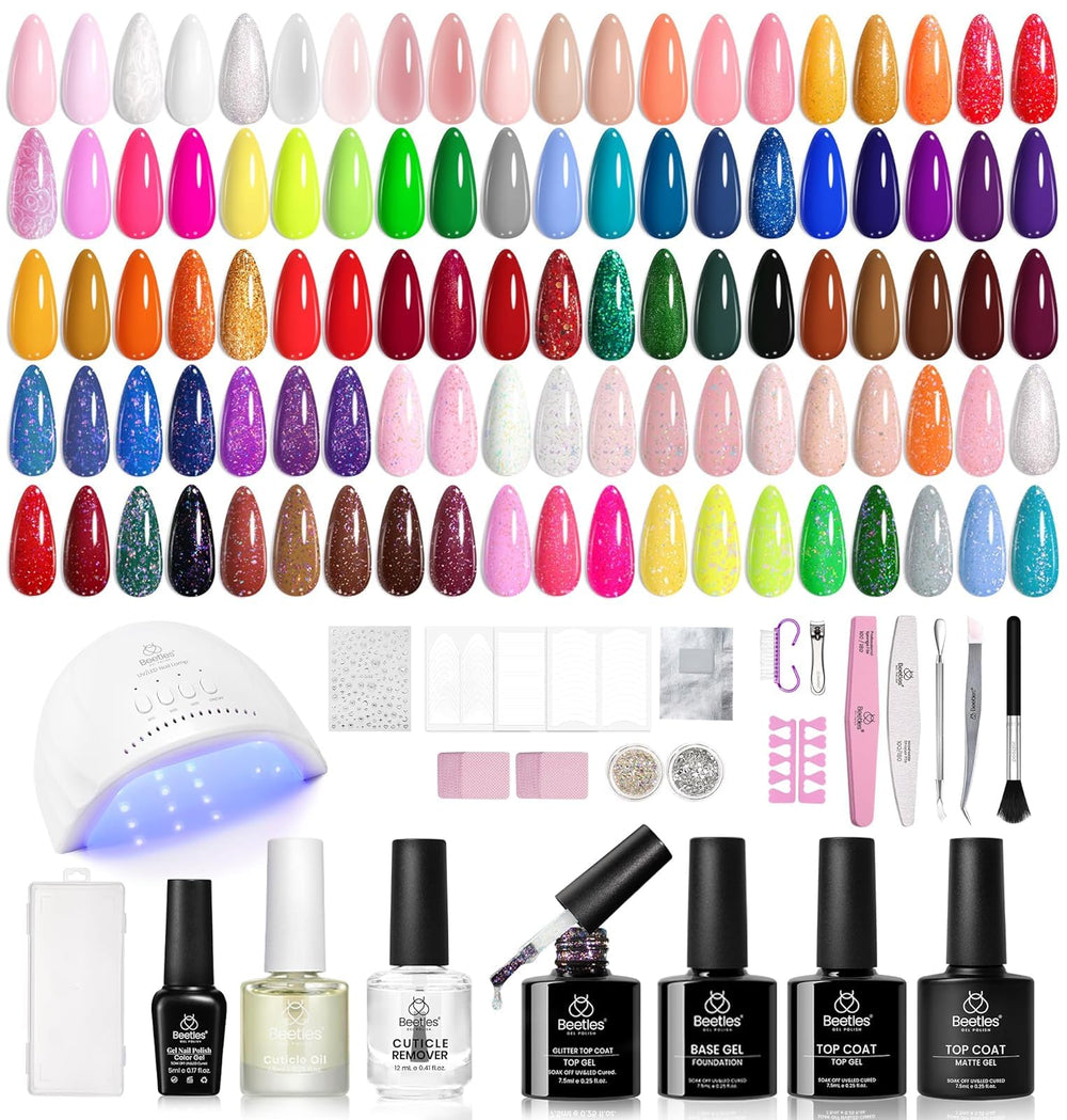Kit Beetles de esmalte gel con 85 piezas para manicura en casa
