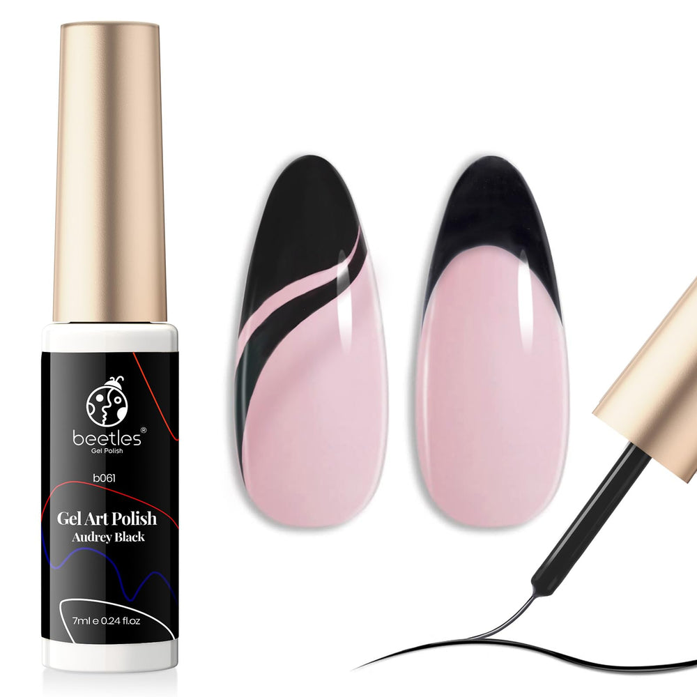 Beetles Gel Polish Liner Negro clásico, listo para líneas finas.