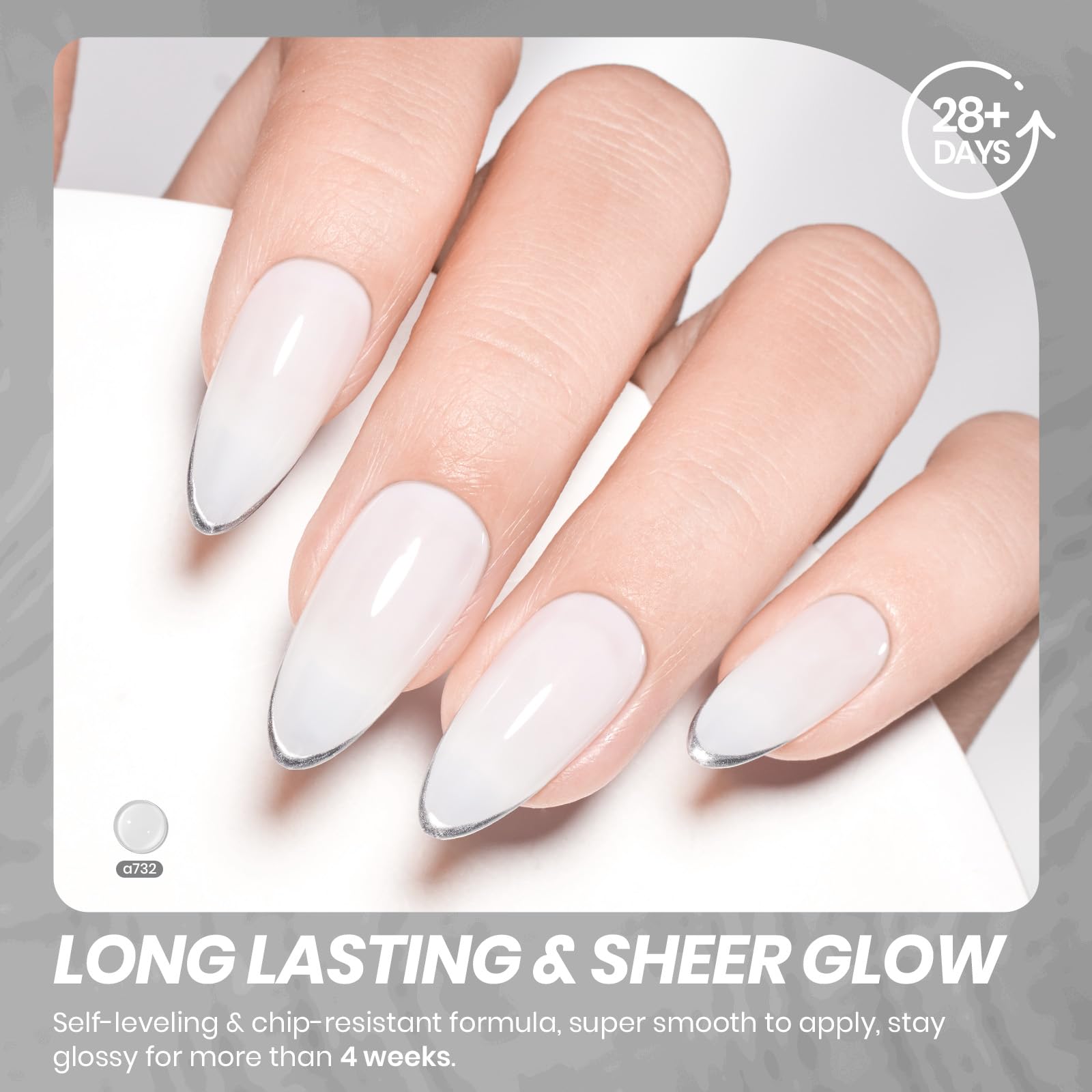 Beetles Milky White Gel Nail Polish, durabilidad y brillo posibles con curado correcto.