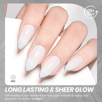 Beetles Milky White Gel Nail Polish, durabilidad y brillo posibles con curado correcto.