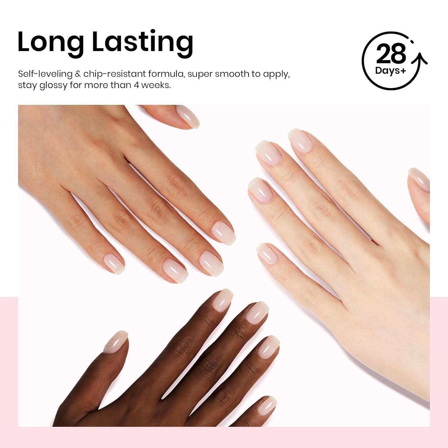 Beetles Milky White Gel Nail Polish, consistencia suave para capa uniforme.