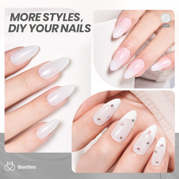 Beetles Milky White Gel Nail Polish, envase compacto de 15 ml para viaje.
