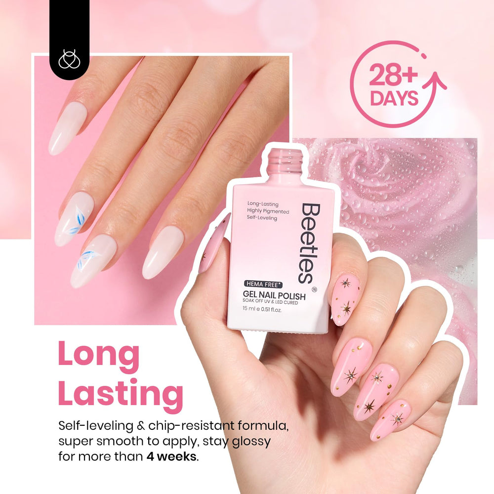 Beetles Esmalte gel nude rosa: efecto de alto brillo y cobertura uniforme.
