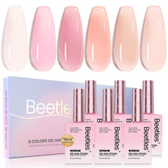 Beetles Esmalte gel nude rosa: botella con los 6 colores para un look elegante.
