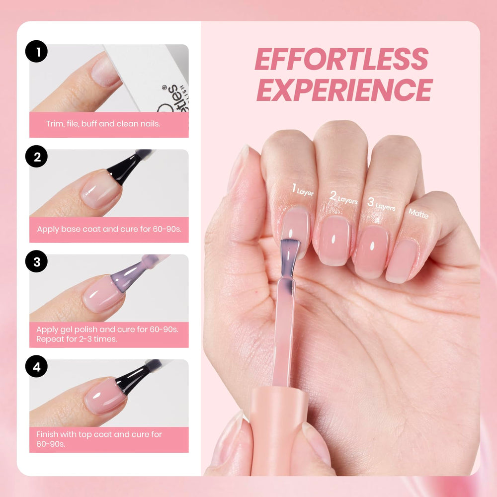 Beetles Esmalte gel nude rosado en manos para look diario