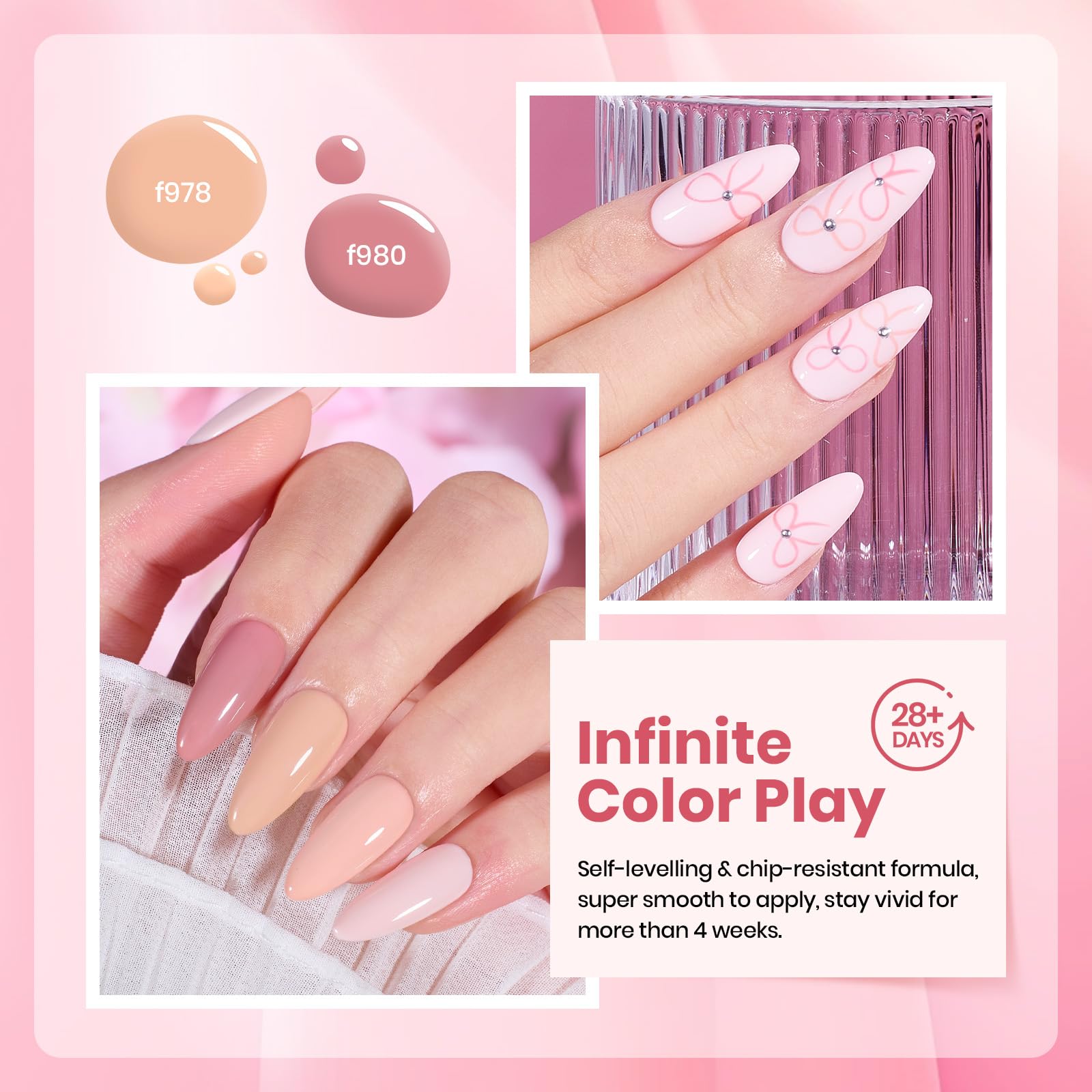 Beetles Esmalte Gel Nude: acabado brillante que destaca en fotos.