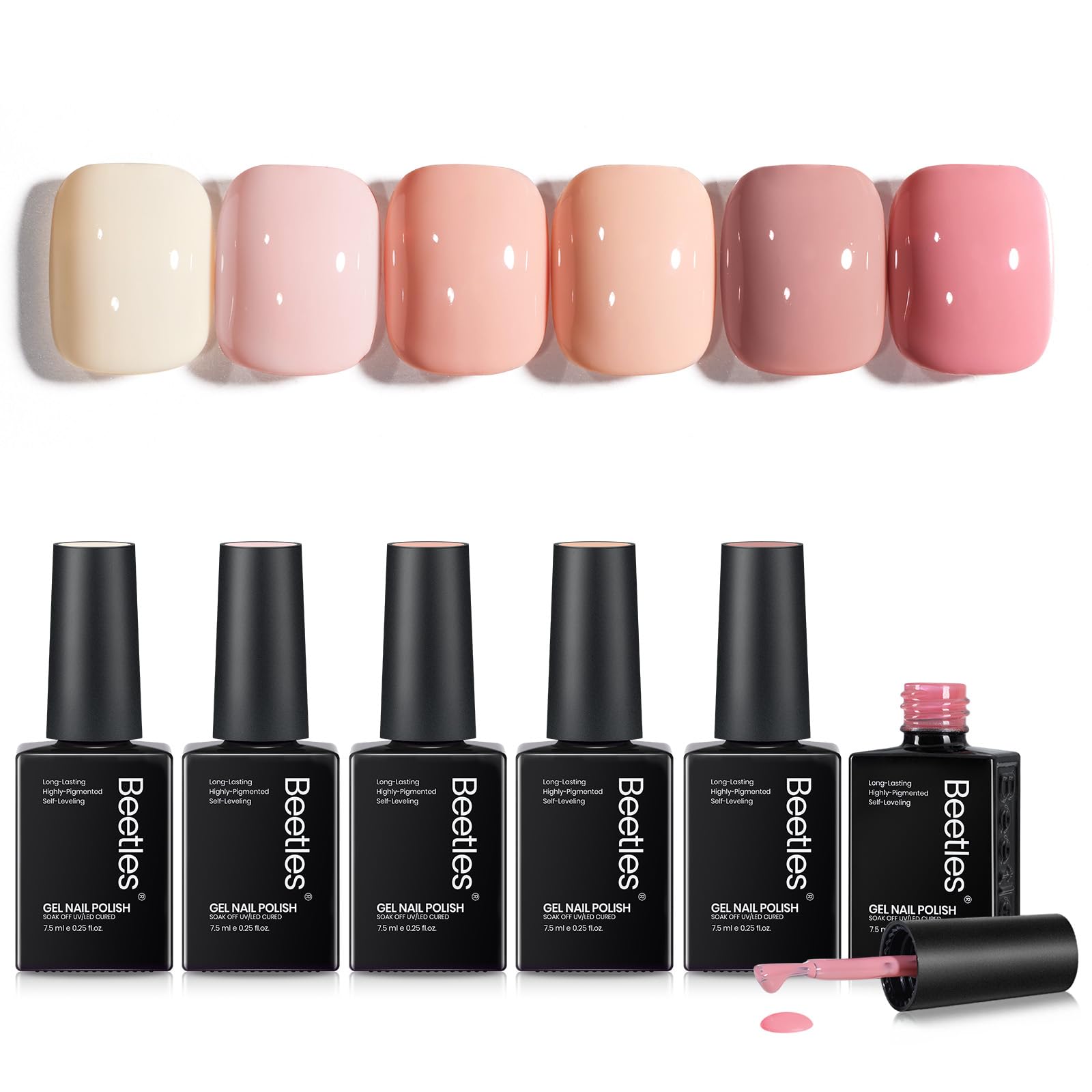 Beetles Esmalte Gel Nude: botella rosa clara para un look elegante.