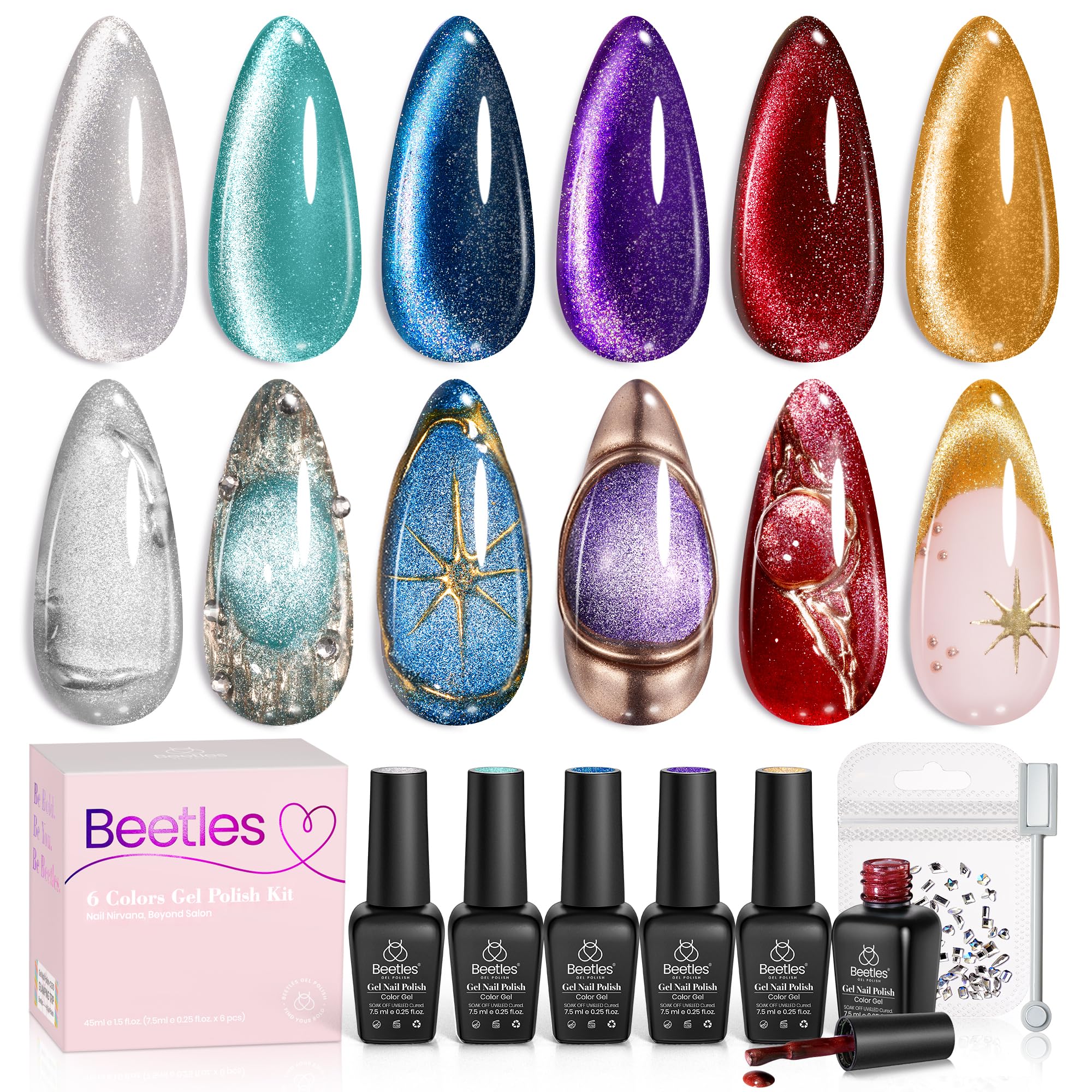 Beetles Cat Eye Gel: kit frontal con colores brillantes para uñas