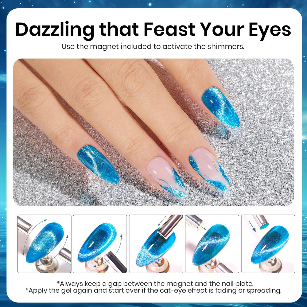 Beetles Esmalte Gel ojo de gato azul se aplica con base y capa superior