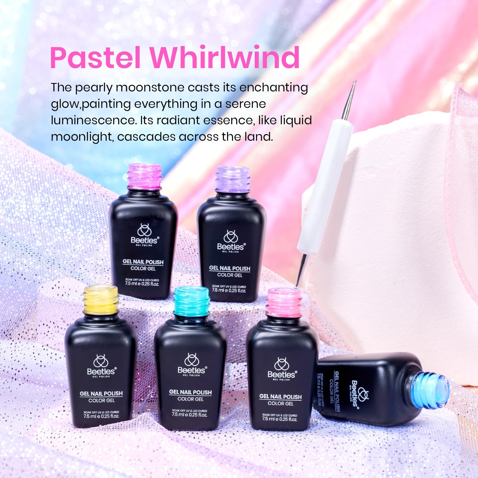 Beetles Esmalte Gel Pearl Púrpura Concha, brillo iridiscente para eventos