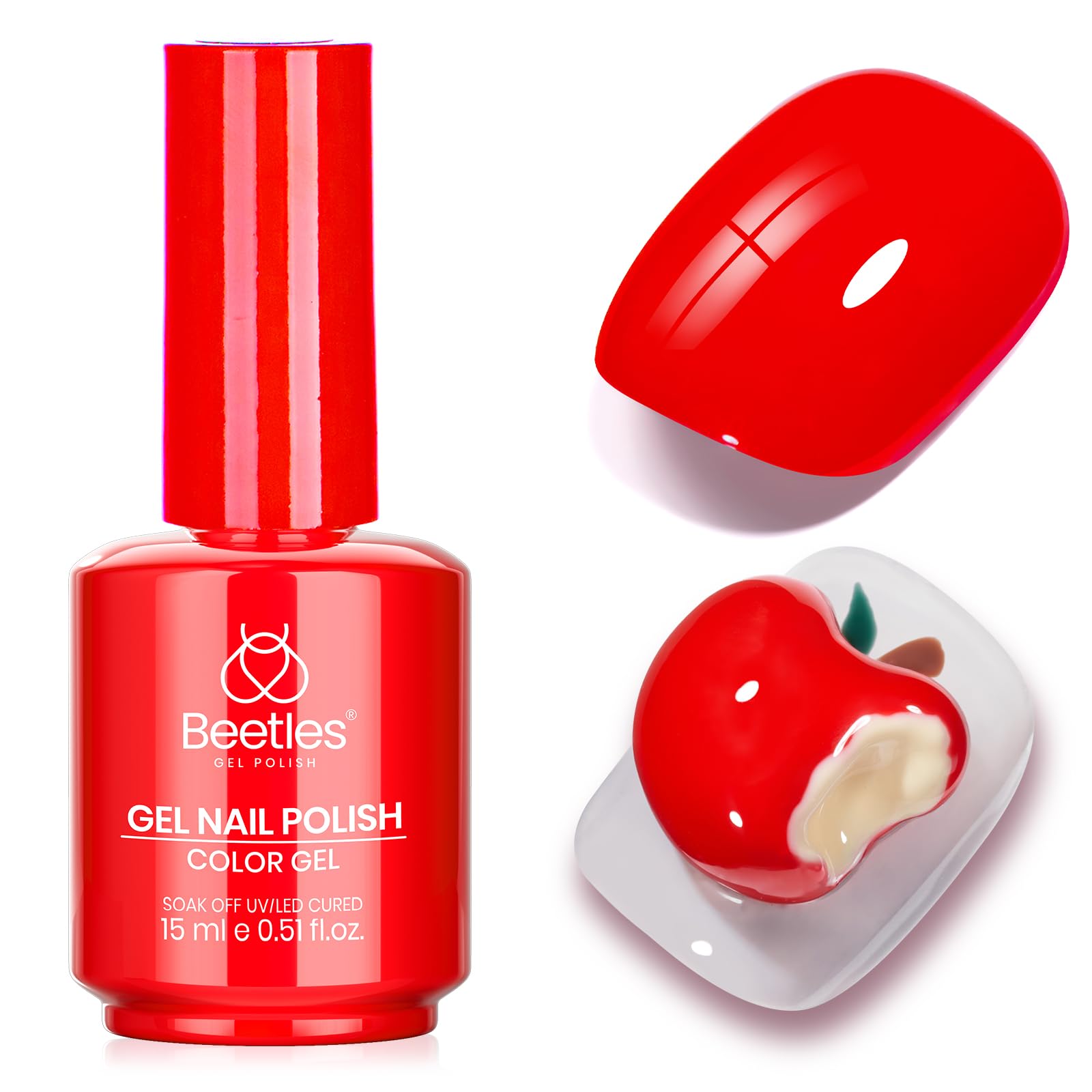 Beetles Esmalte Gel Rojo en botella de 15 ml para manicuras precisas