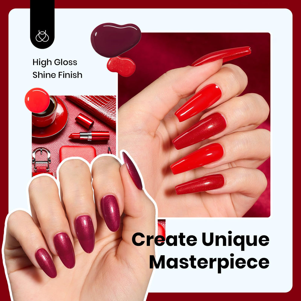 Beetles esmalte gel rojo burdeos brillante para un aspecto intenso.