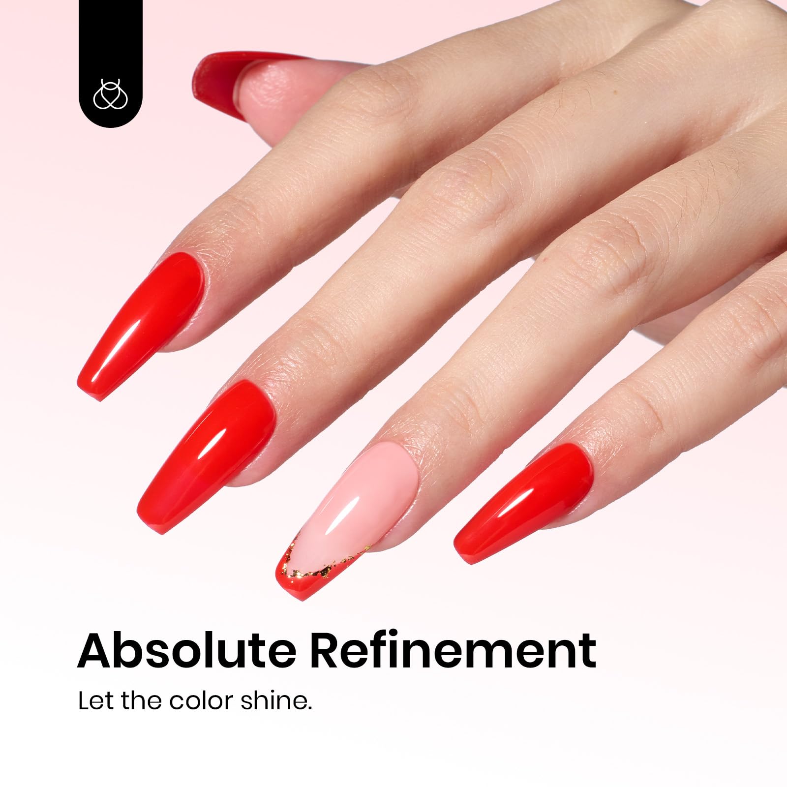 Beetles Esmalte Gel Rojo muestra en uñas para color intenso