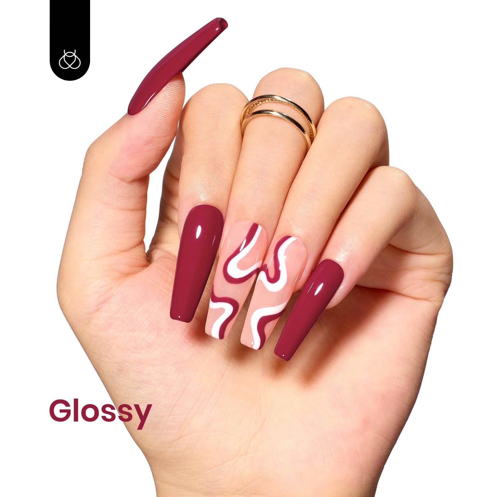 Beetles Esmalte Gel Rojo en uñas pulidas, look invernal elegante