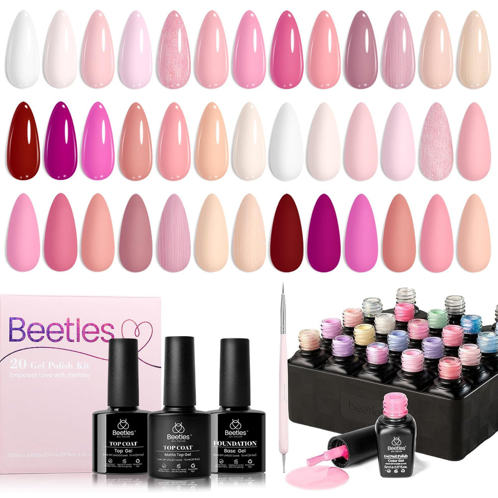 Beetles Esmalte Gel Rosa: paleta de 20 colores para uñas elegantes