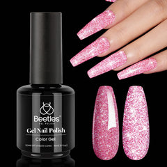 Beetles Esmalte Gel Rosa Brillo Diamante en botella para uñas brillantes