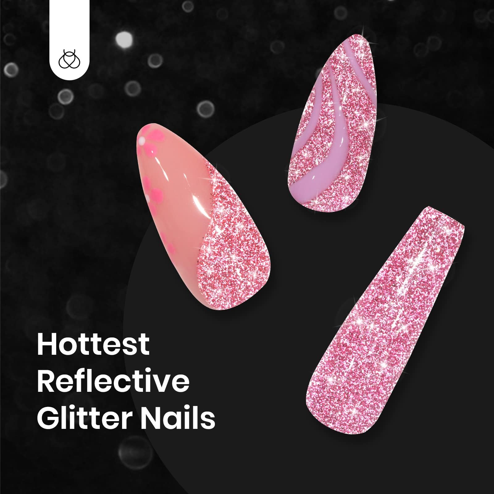 Beetles Esmalte Gel Rosa Destellos Reflectantes en uñas