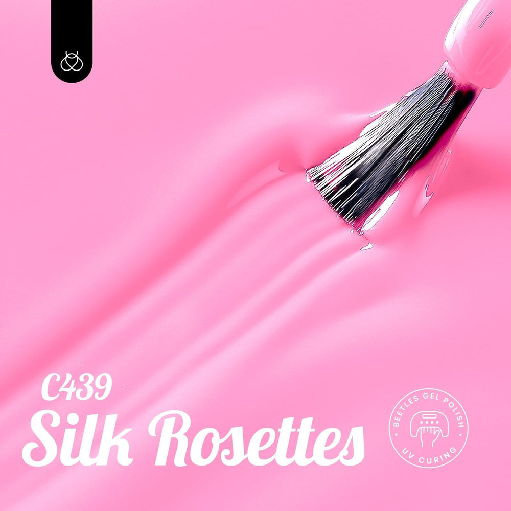 Beetles esmalte gel rosa Rosetas de Seda para uñas elegantes.