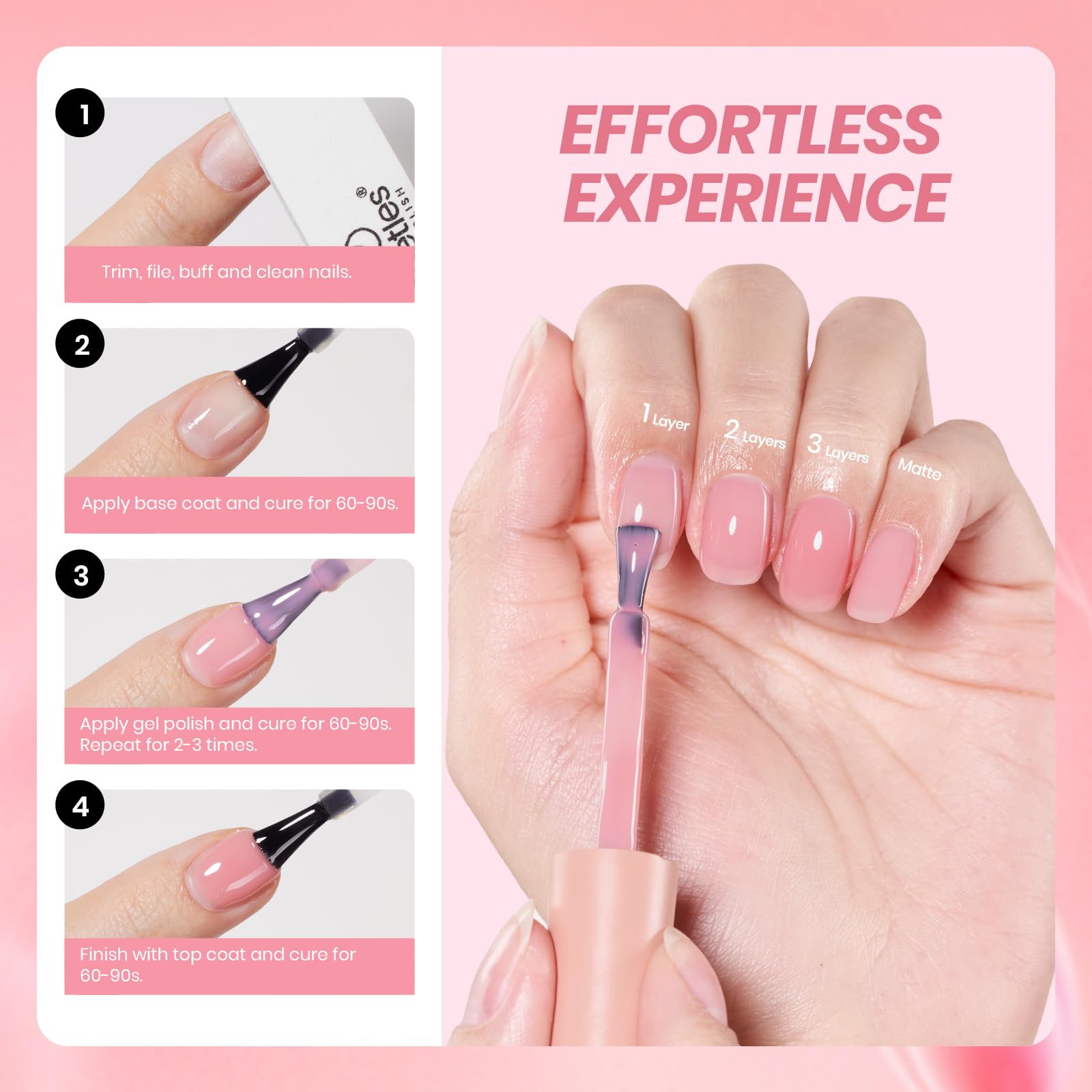Beetles Esmalte Gel Rosa Translúcido, ideal como regalo para ocasiones.