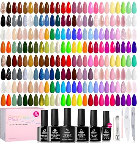 Beetles esmalte en gel, colección de 100 colores para manicuras creativas.