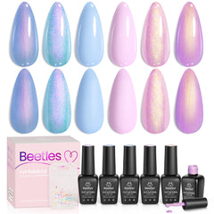 Beetles esmalte gel: set de 6 colores con acabado brillante para uñas.