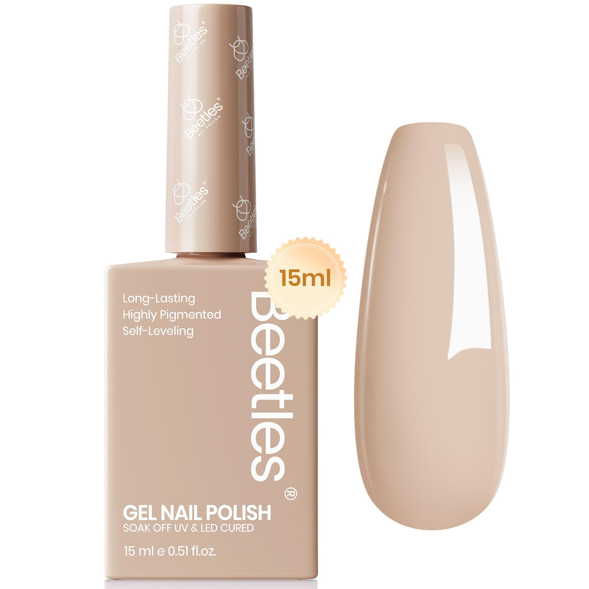 Beetles Esmalte Gel tono desnudo marrón beige para uñas elegantes y duraderas.