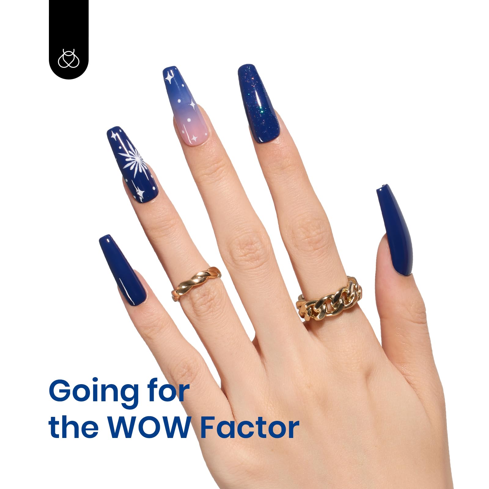 Beetles Esmalte Gel Uñas Azul Medianoche con textura brillante para un look glamuroso.