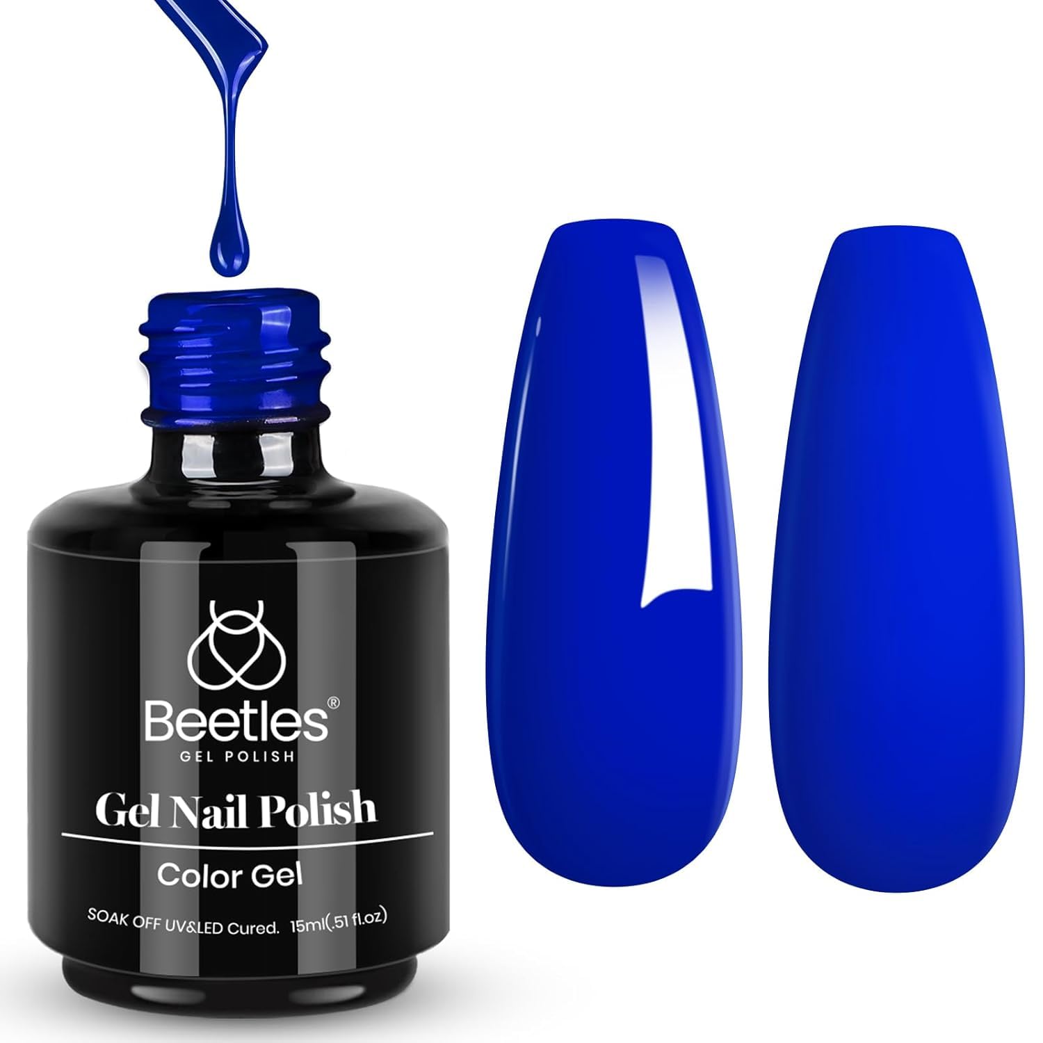 Beetles gel esmalte uñas azul zafiro invierno: tono intenso para manicure elegante.