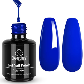 Beetles gel esmalte uñas azul zafiro invierno: tono intenso para manicure elegante.