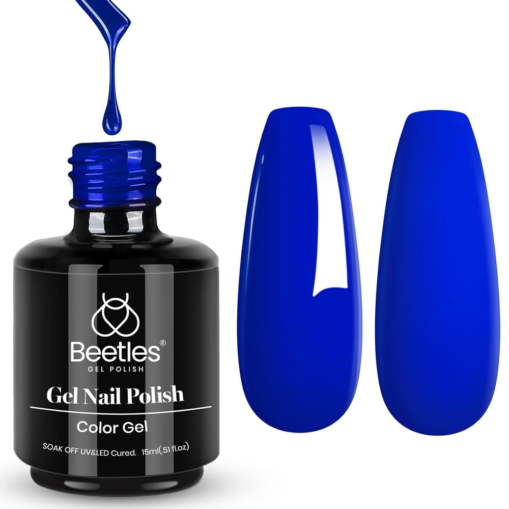 Beetles gel esmalte uñas azul zafiro invierno: tono intenso para manicure elegante.