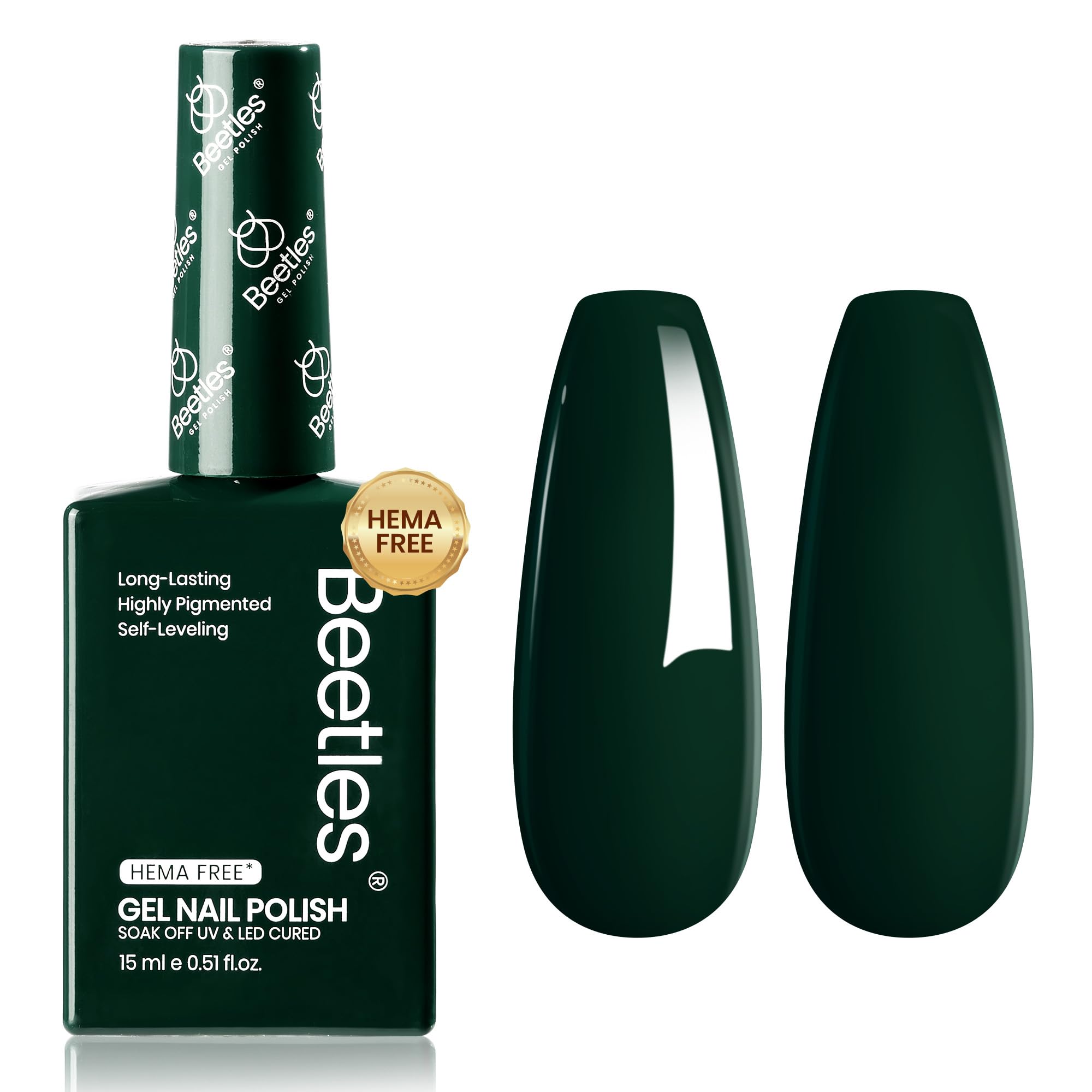 Beetles gel verde bosque oscuro libre de crueldad y sin pruebas.