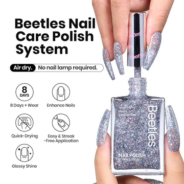 Beetles Gel Polish con brocha para aplicación fácil en uñas.