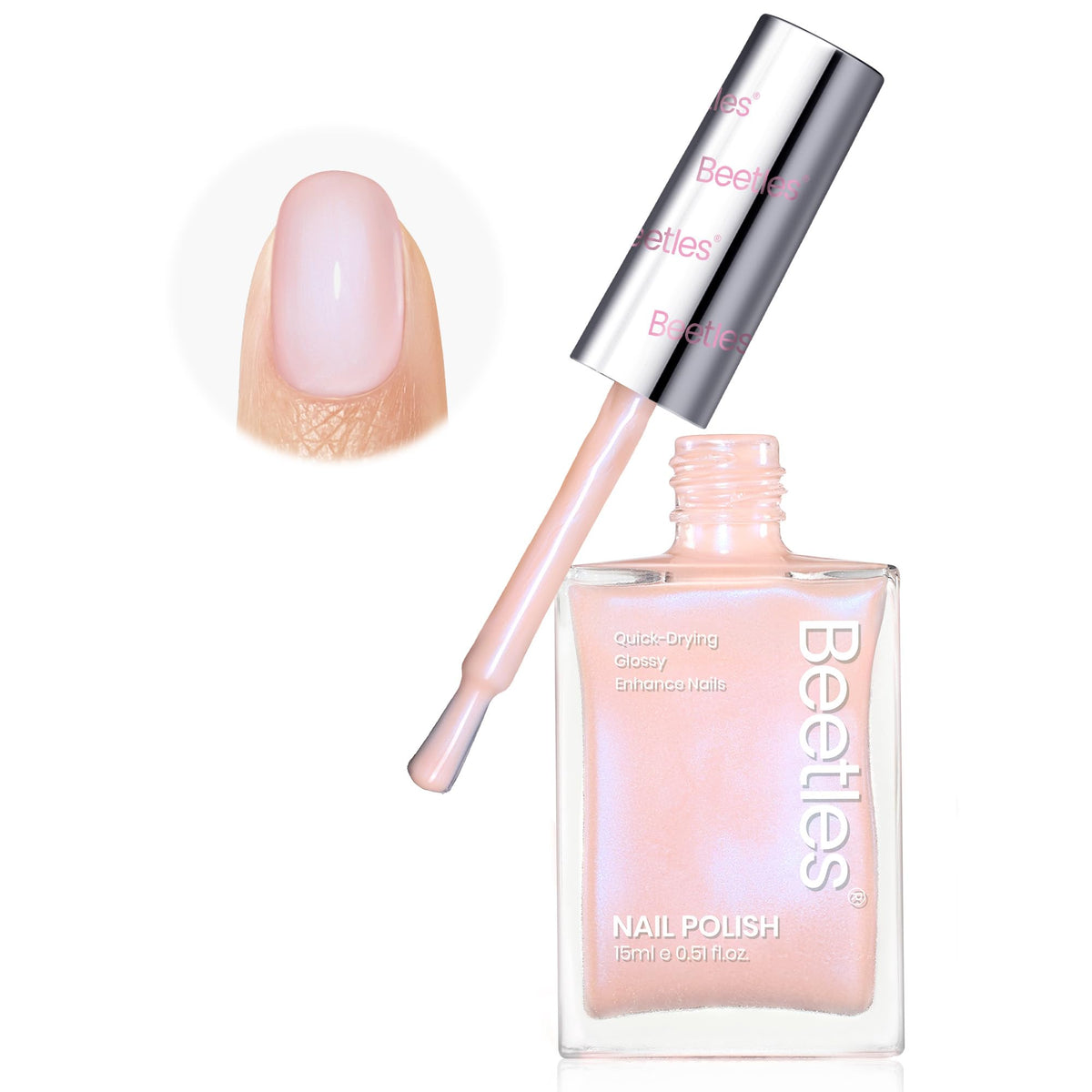 Beetles esmalte tono neutro con acabado brillante para uñas naturales.